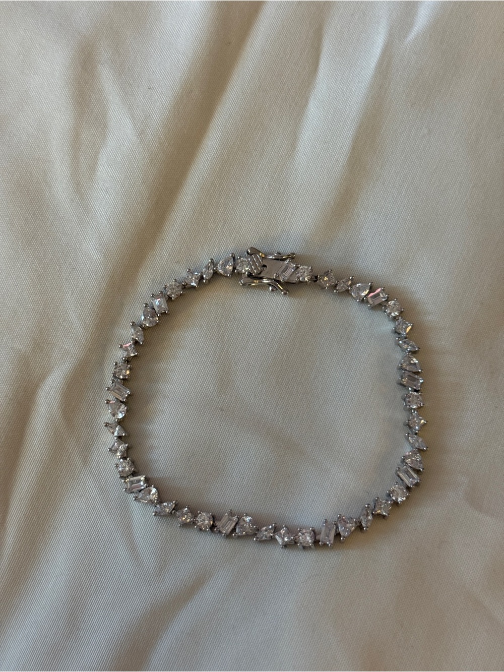 925 Sterling Silver Irregular Crystal Tennis Bracelet